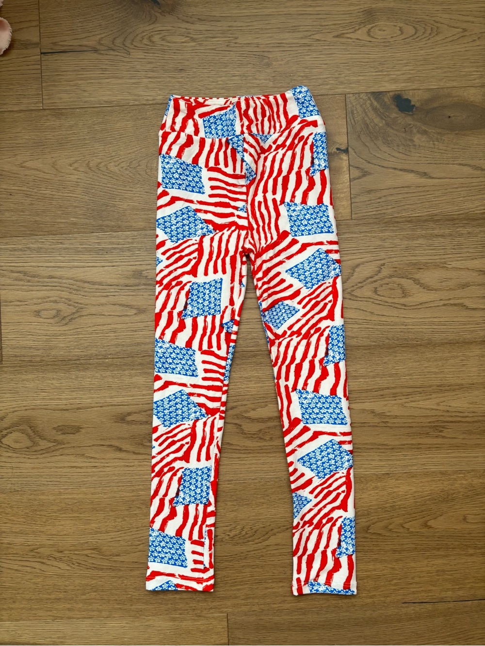 LulaRoe Kids Patriotic Flag Print Leggings - Red & Blue